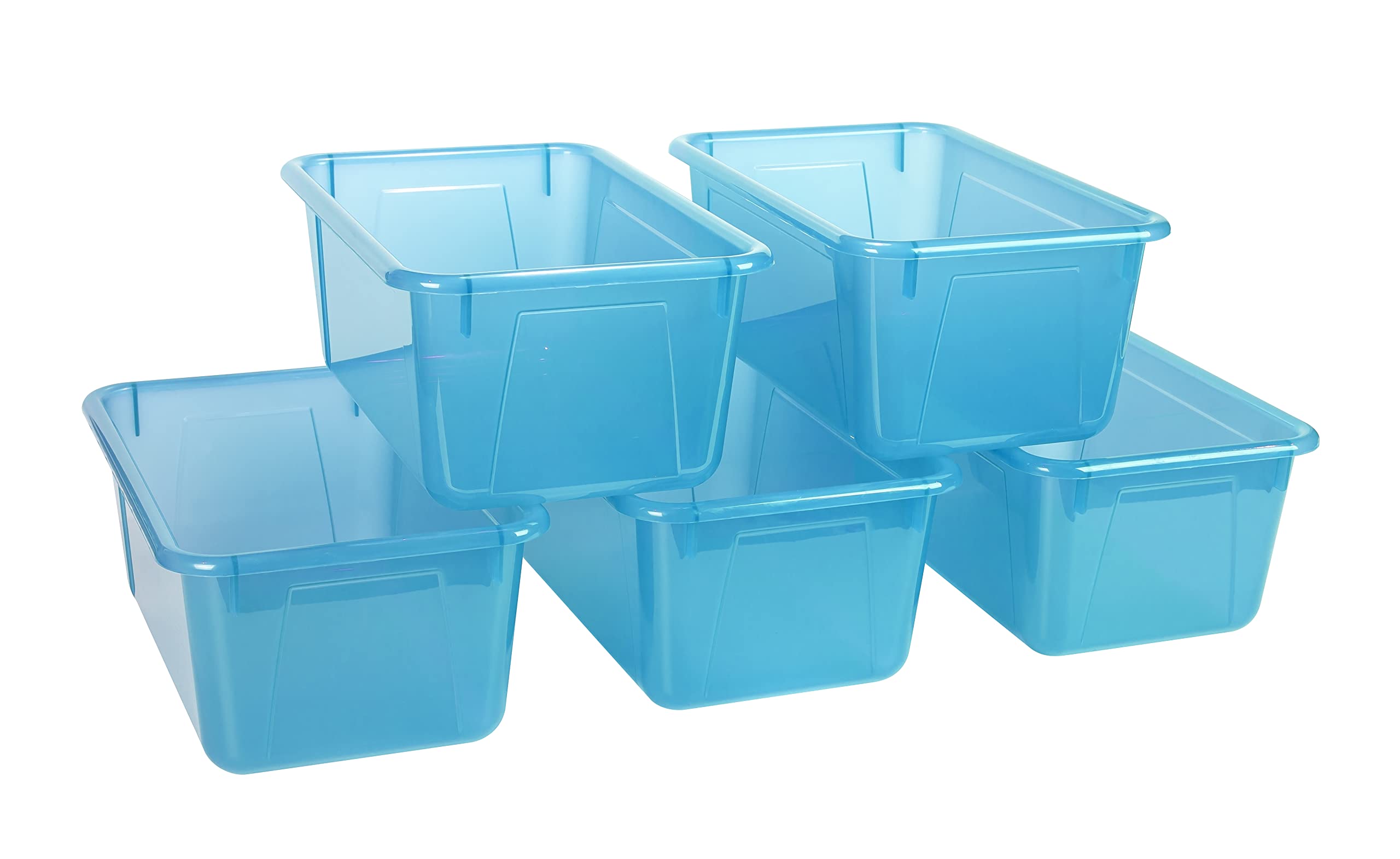 Storex Small Cubby Bin, 12.2 x 7.8 x 5.1 Inches, Candy Teal, 5-Pack (62480U05C)