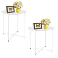 Garden 4 you Folding Tray Metal Side Table 2PC White Round End Table Cyan Sofa Small Accent Fold-able Table, Round End Table Tra