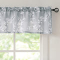 FMFUNCTEX Gray-White Kitchen Valance Curtain 15-inches Length Blossom Print Canvas Window Curtain Valance for Cafe Floral Botani
