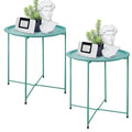 Garden 4 you End Table Set of 2, Outdoor Side Table, Small Patio Table Metal Side Table, Round Folding Side Table, for Outdoor a