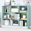 IOTXY Open Shelf Low Bookcase - Wooden 3-Tier Floor Standing Display Cabinet Organizer with Base, 8 Cubes Short Horizontal Books