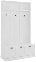 Crosley Furniture Ellison Hall Tree with Storage Bench and Coat Rack Hooks for Hanging, White