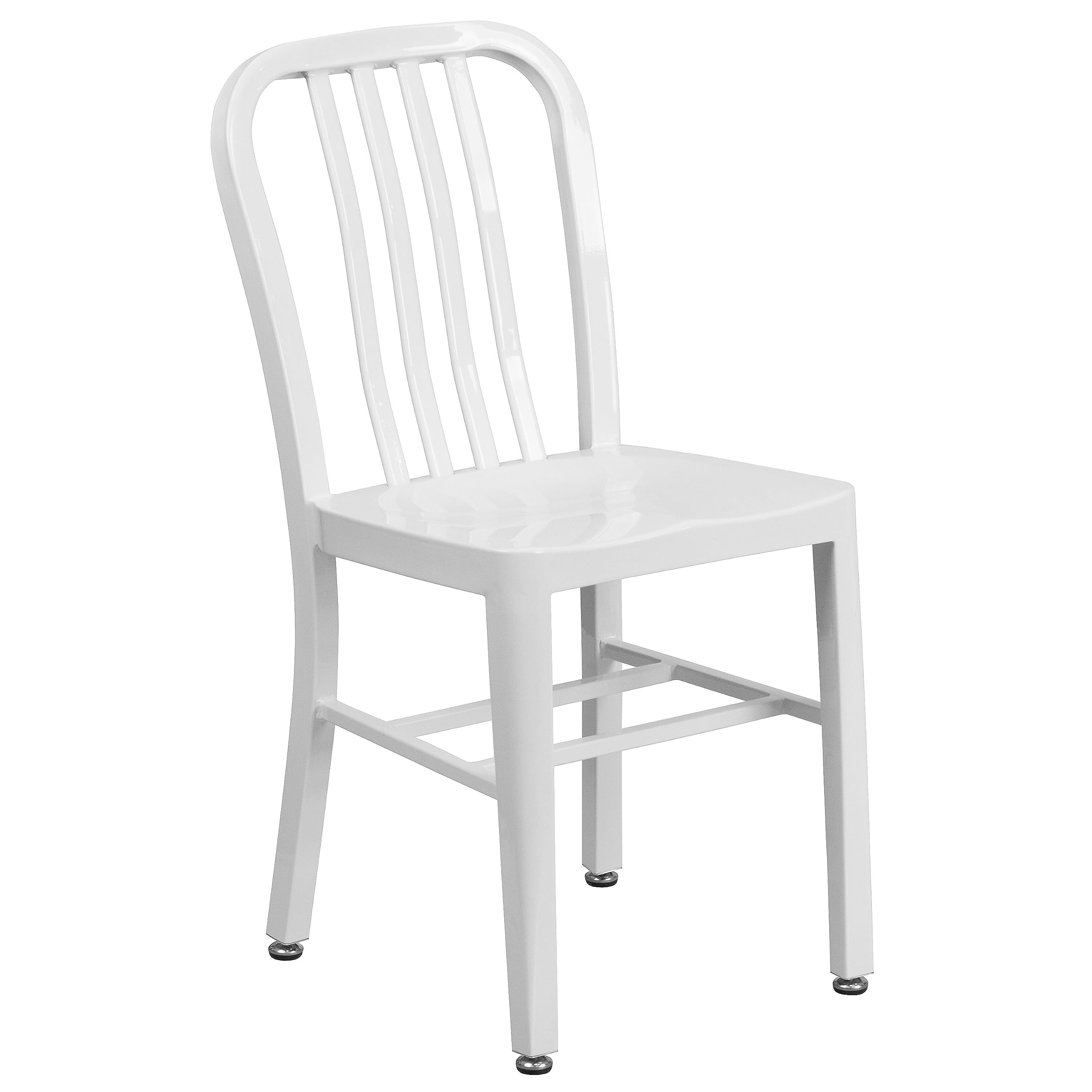 Flash Furniture Commercial Grade White Metal Indoor-Outdoor Chair