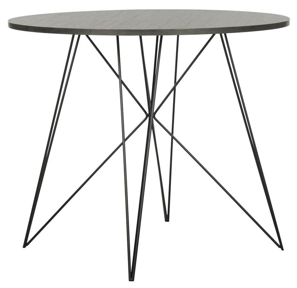 SAFAVIEH Home Collection Marino Mid-Century Modern Dark Grey Hairpin Leg Round Dining Table