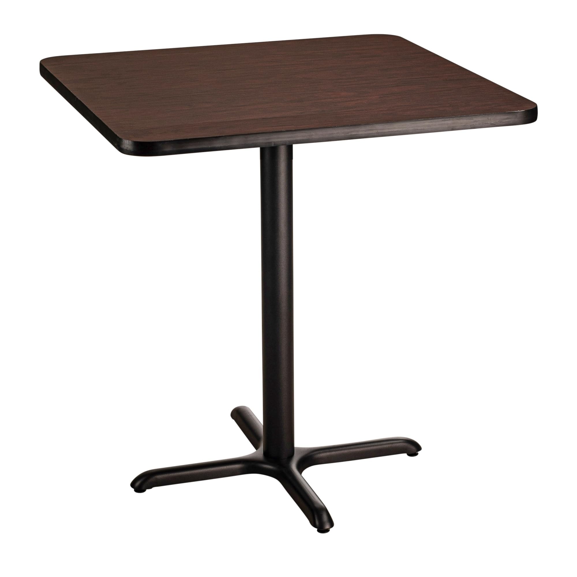 National Public Seating NPS 36 Square Cafe Table with X Base, 36 Height, Particleboard Core/T-Mold, Mahogany Top, Black Frame