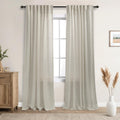 Mrs.Naturall Tan Curtains 84 Inches Long for Living Room,Rustic Farmhouse Country Semi Sheer Gauze Canvas Flax Linen Beige Curta