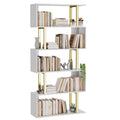 Gadroad 5 Tier Geometric Bookcase,S Shaped Bookshelf, Wood Decorative Storage Shelving, Modern Freestanding Display Shelves, Tal