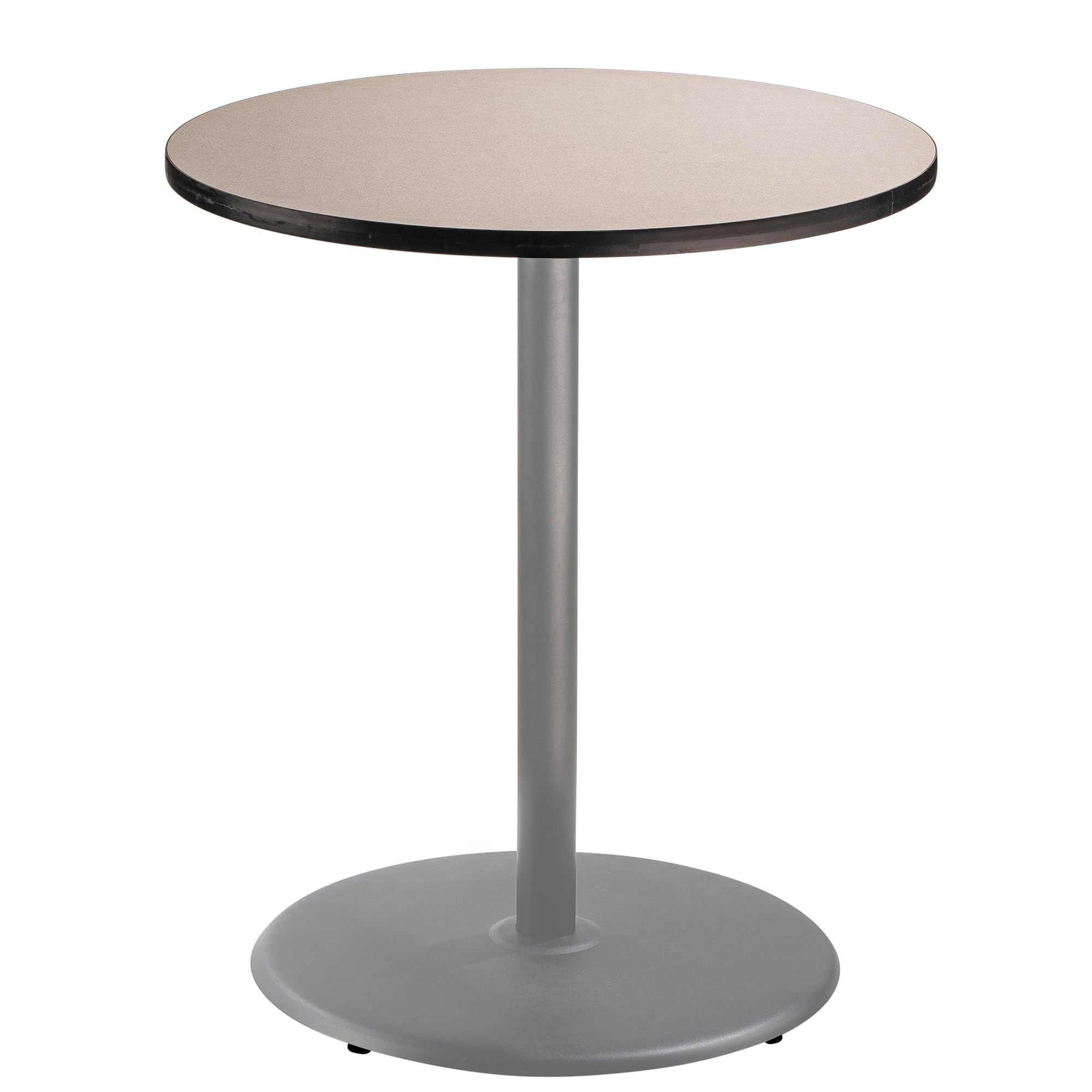 National Public Seating NPS 36 Round Cafe Table with Round Base, 42 Height, Particleboard Core/T-Mold, Grey Nebula Top, Grey Fra