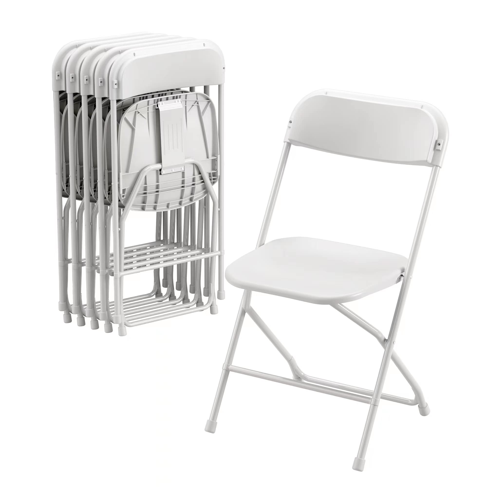 Allpop 6 Pack Plastic Folding Chair, 300lb Capacity, Portable Commercial Chair with Steel Frame for Home Office Wedding Party In