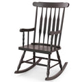 Tangkula Patio Rocking Chair Solid Rubber Wood, Outdoor Porch Rocker Chair with Rubber Wood Frame, Indoor Wooden Rocking Chair, 