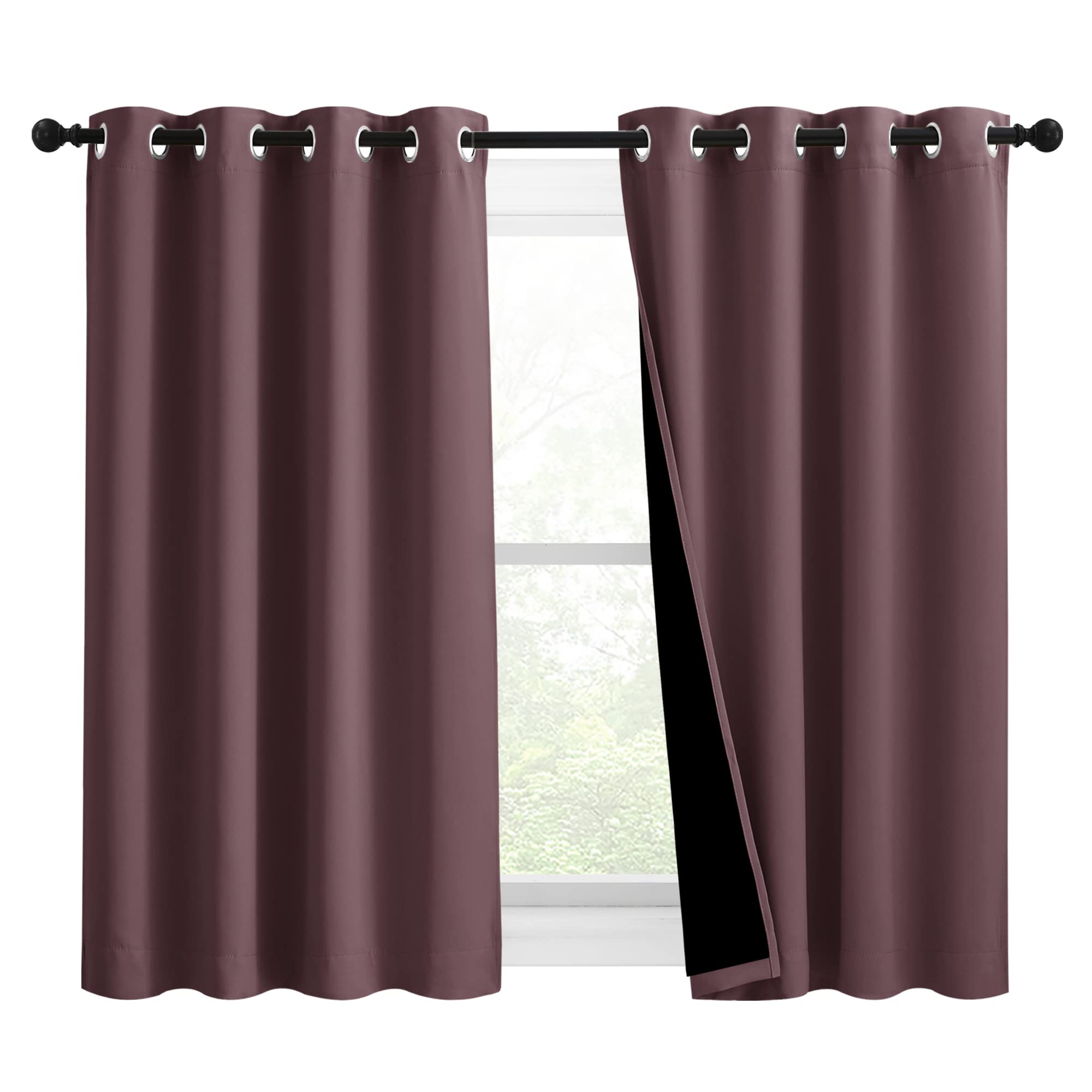 NICETOWN Warm Curtains for Winter, Bedroom Full Blackout Curtain Panels, Great Job for Blocking Light, Complete Blackout Draperi