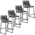 TAVR Furniture Faux Leather Counter Height Stools Armless Island Chairs Set of 4 with Backs Hold up to 500 lbs for Home Kitchen 
