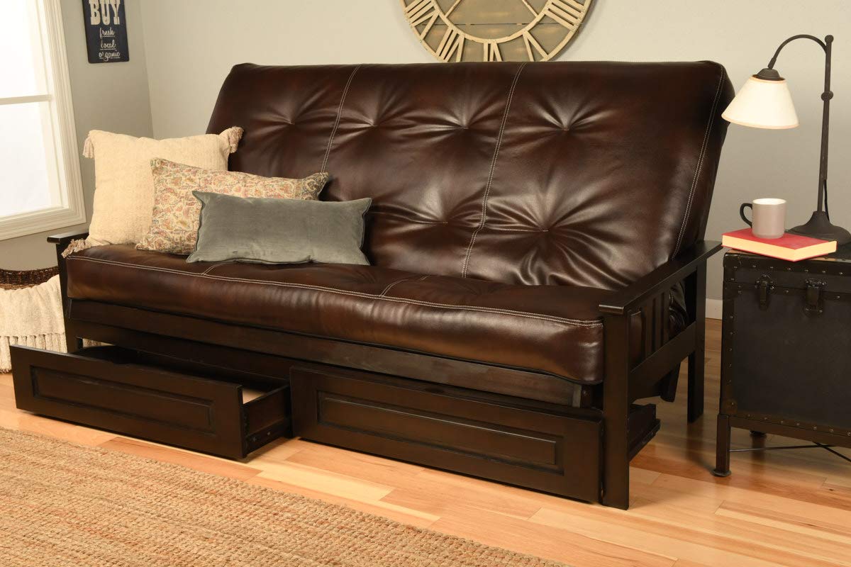 Kodiak Furniture Monterey Espresso Queen-Size Storage Futon with Brown Mattress