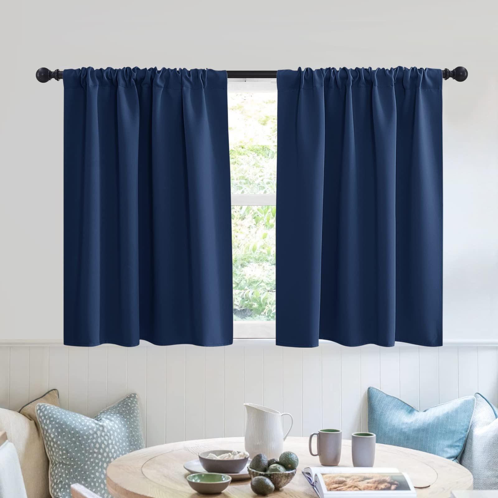 RYB HOME RV Curtains for Camper Windows - Soft Thermal Insulated Small Window Curtain Tiers for Cafe Kitchen Bedroom Basement Gl