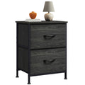 WLIVE Night Stand, Small Dresser with Drawers, Dresser for Bedroom with 2 Fabric Drawer, Black Bedside Table End Table, Dorm Nig