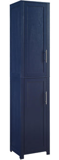 Crosley Furniture Savannah Linen Storage Cabinet, Laundry Room, Bathroom Organizer with Shelves, Navy