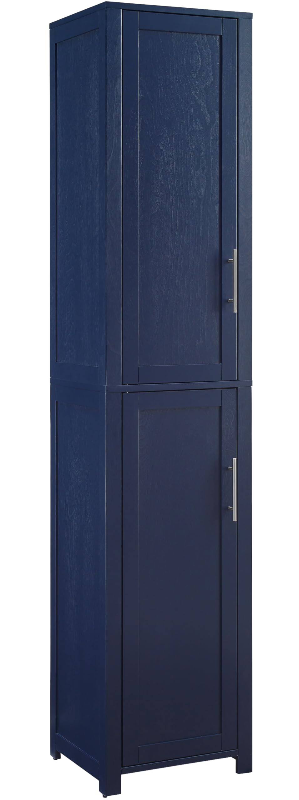 Crosley Furniture Savannah Linen Storage Cabinet, Laundry Room, Bathroom Organizer with Shelves, Navy