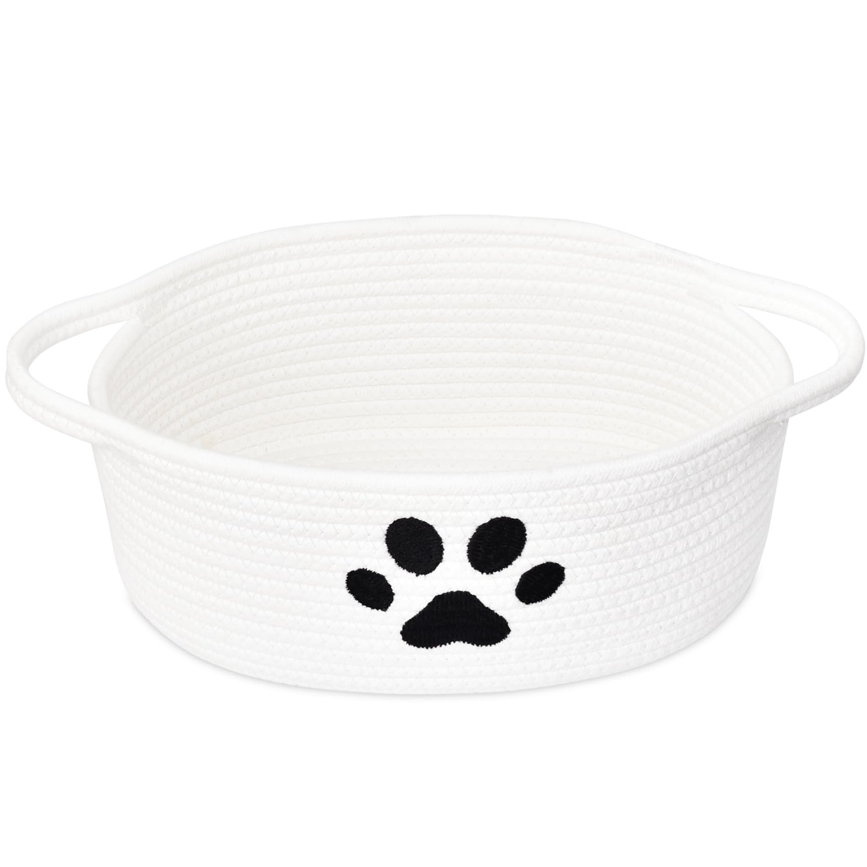 Small Woven Basket with Handle, Cute Dog Paw Baskets for Gifts Empty, Decorative Rope Woven Storage Dog Toy Basket, Nursery Bask