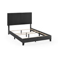 FURINNO Pessac PU Leather Upholstered Platform, Full, Black