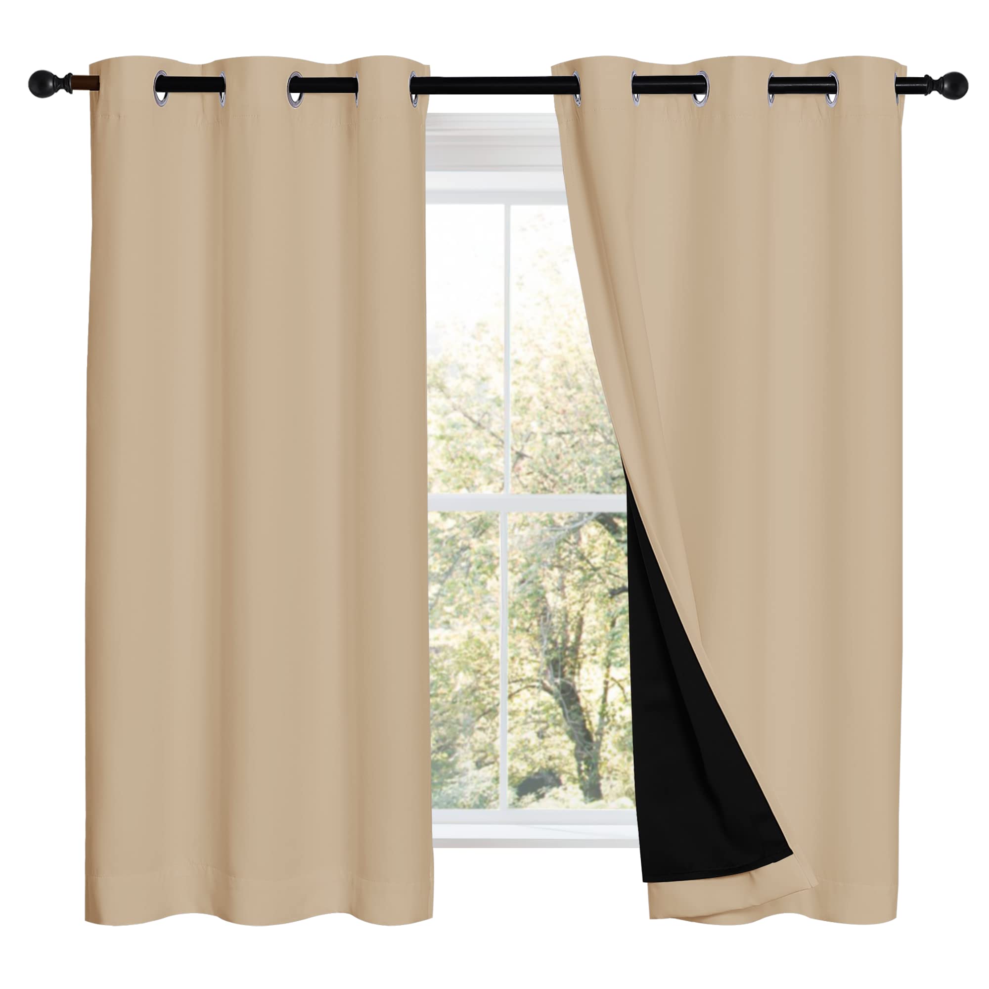 NICETOWN Cold Reducing Curtains, Bedroom Full Blackout Panels, Great Job for Blocking Light, Complete Blackout Draperies with Bl