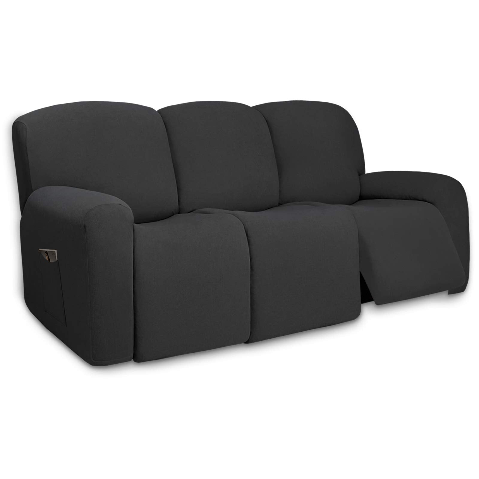 PureFit Super Stretch 3 Seats Recliner Chair Sofa Couch Cover with Pocket - Non Slip Soft Sofa Slipcover, Washable Spandex Recli