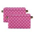 Emelivor Pink Checkered Storage Basket Bins Foldable Decorative Storage Box Laundry Hamper Baskte Storage for Bedroom Office Clo