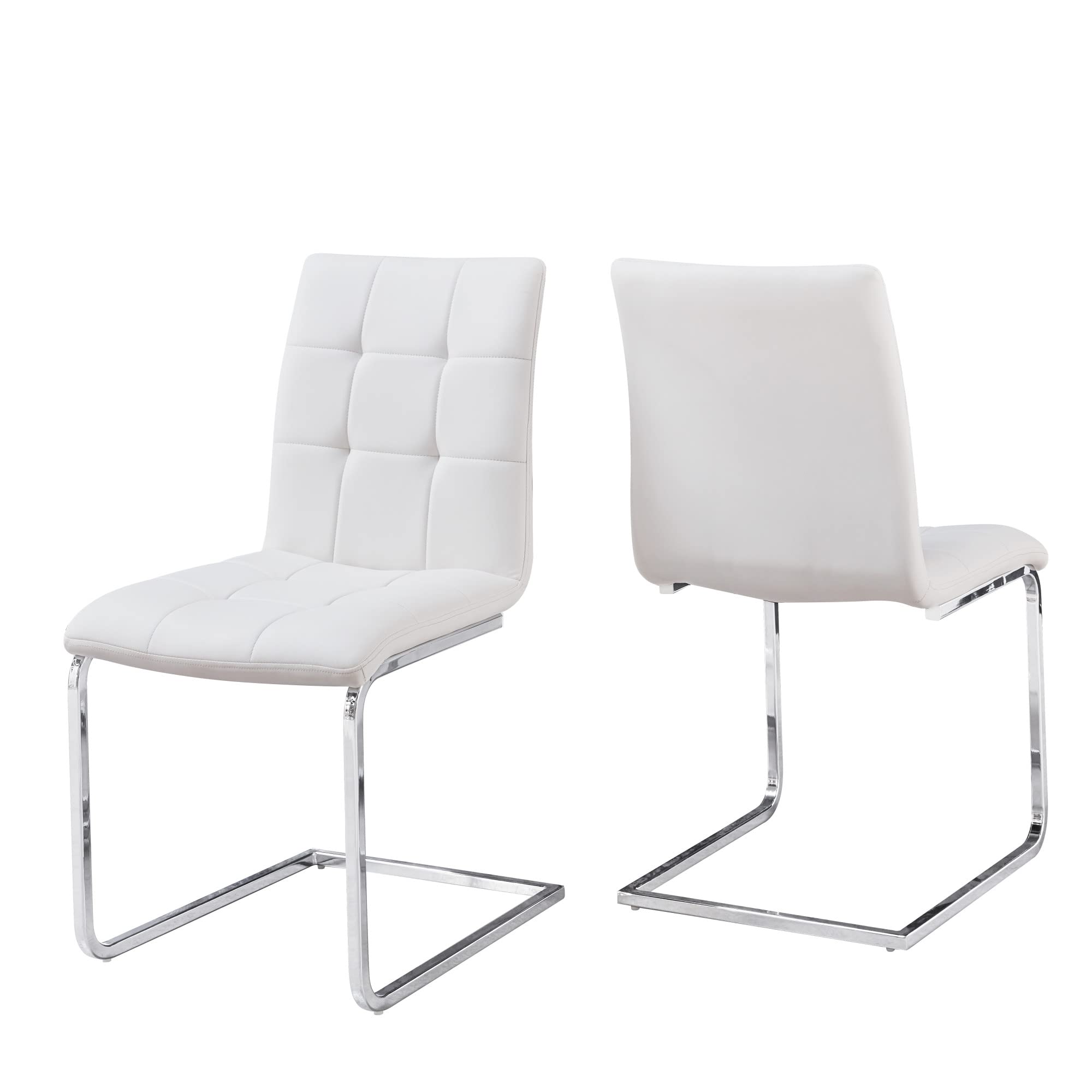 Steve Silver Escondido Side Chair with White and Chrome Finish ED480SW