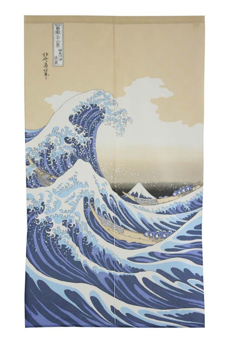 NARUMI ?? Made in Japan Noren Curtain Tapestry Ukiyoe Hokusai The Great Wave Kanagawa