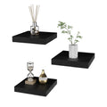 PopiShelves Small Floating Shelves for Wall - 6 Inch Mini Square Black Shelves for Bedroom, Living Room, Bathroom, Kitchen, Offi