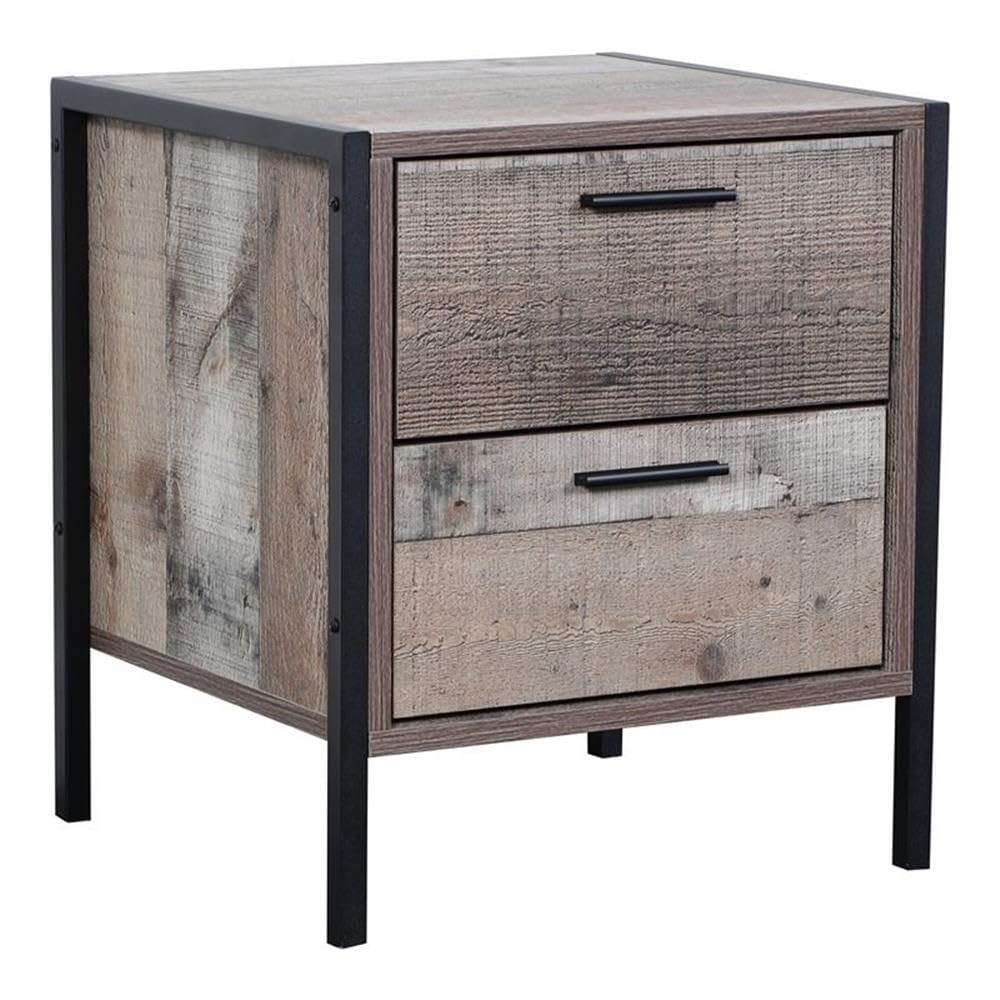 OS Home and Office Furniture 17.25 2-Drawer Wood Night Stand in Brown