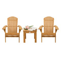 VINGLI Folding Wooden Adirondack Chair Set of 2 and Table Set, Fire Pit Seating Ergonomic Design, Folding Outdoor Patio Lounger 