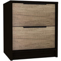 Tuhome Kaia Nightstand, Two Drawers, Metal Handle -White/Pine