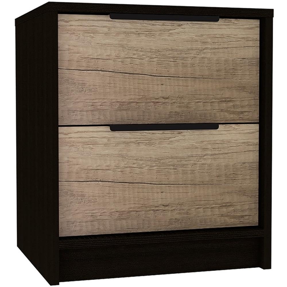 Tuhome Kaia Nightstand, Two Drawers, Metal Handle -White/Pine