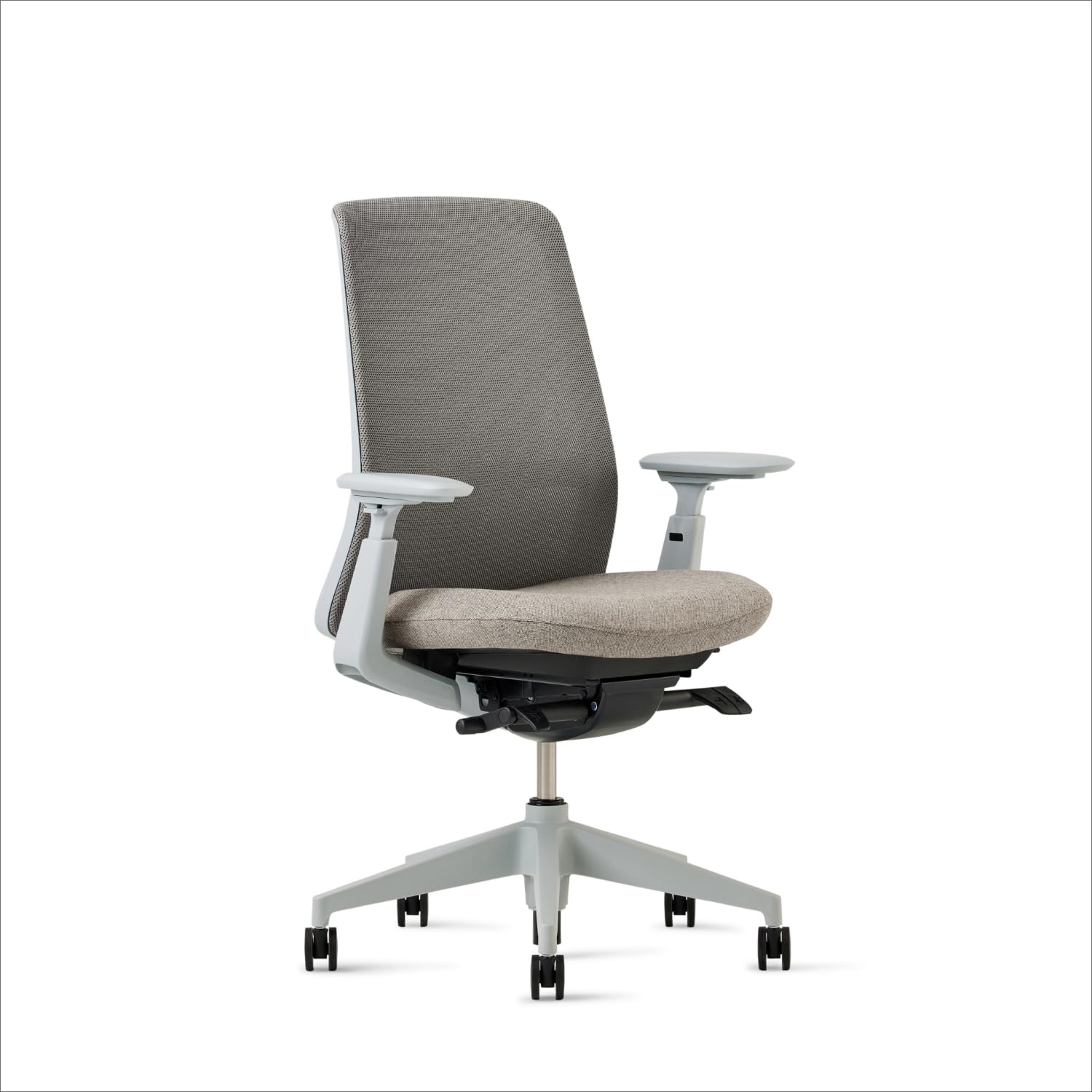 Haworth Soji Office Chair with Ergonomic Adjustments, Flexible Mesh Back (Stone)