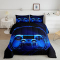 Feelyou Gamer Bedding Set Kids Video Game Gamepad Comforter Set for Boys Teens Gaming Headset Comforter Breathable Blue Game Con