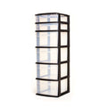HOMZ 6 Drawer Plastic Organizer for Home and Office Supply Storage, Clear/Black