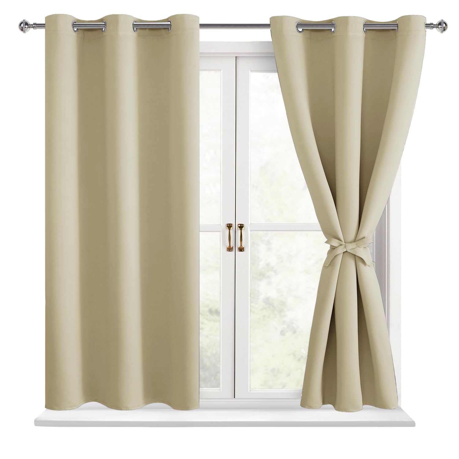 Hiasan Blackout Curtains for Bedroom - Thermal Insulated & Light Blocking Window Curtains for Living Room, 2 Drape Panels Sewn w