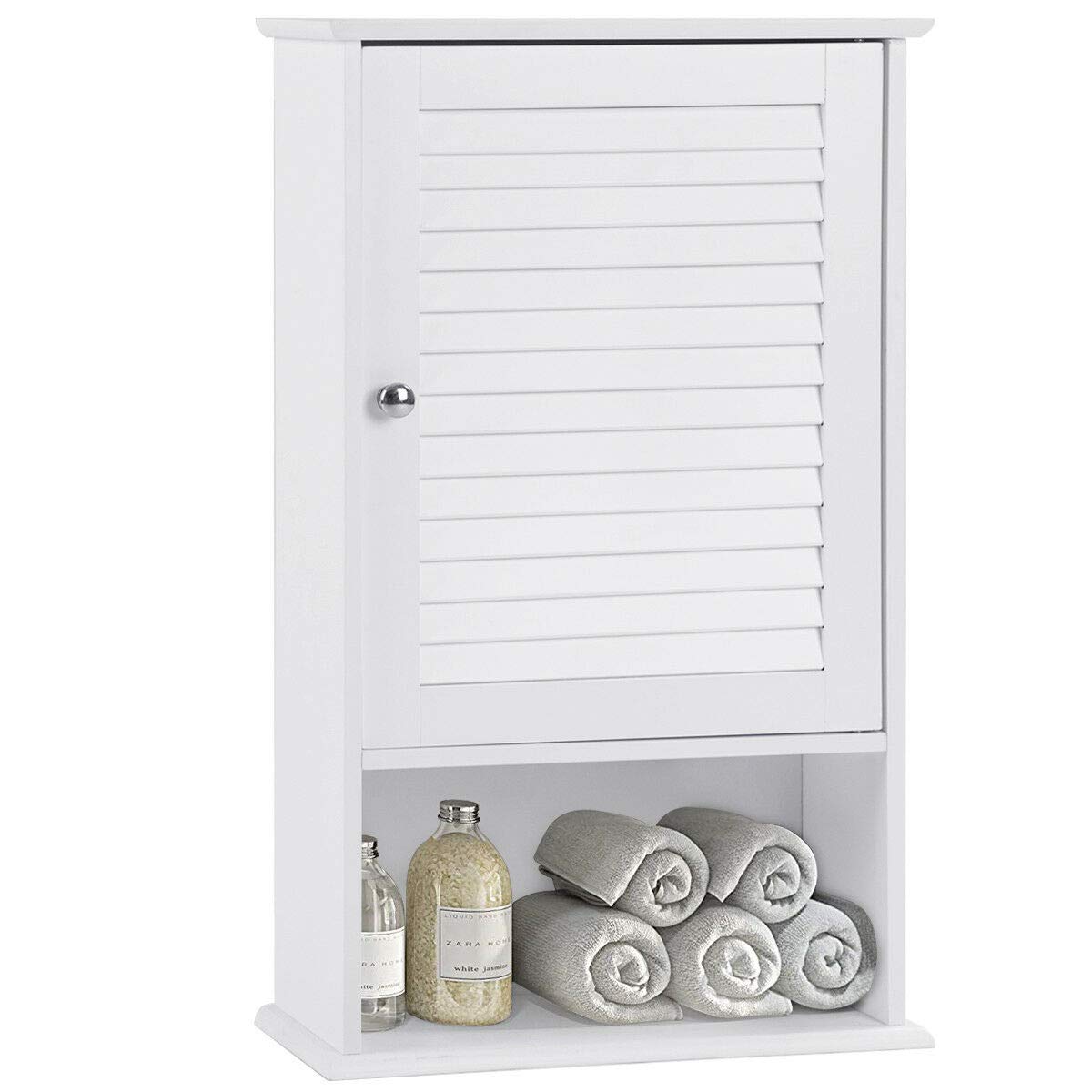 DORTALA 27.5 H Medicine Cabinet, Wall Cabinet Hanging Bathroom Storage Cabinet w/Adjustable Shelf, White