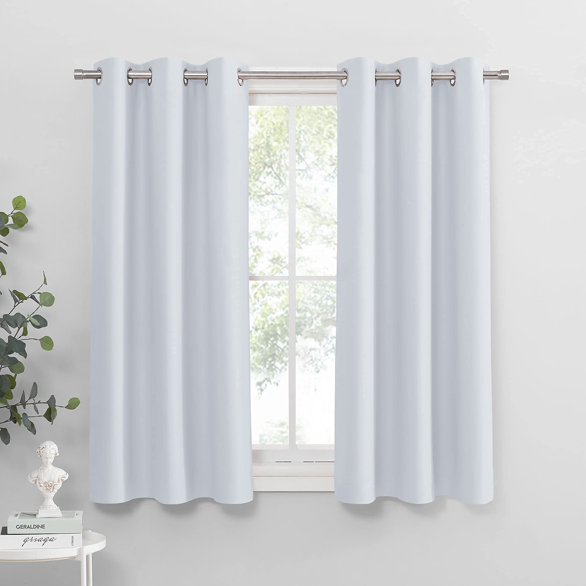PONY DANCE Room Darkening Curtains - Ring Top Blackout Curtain Panels for Bedroom Window Treatment Drapes Home Decoration Energy