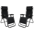 Caravan Sports Zero Gravity Outdoor Portable Folding Camping Lawn Deck Patio Lounge Chair with Adjustable Headrest, Black (Pair)