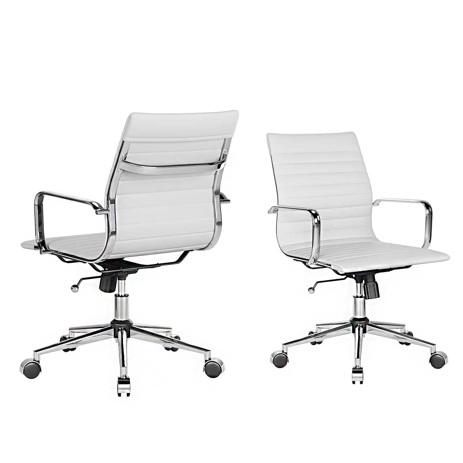 LUXMOD White Office Chair - Ergonomic Swivel Desk Chair with Armrests, Comfortable Heavy-Duty Chair for Office or Conference Tab