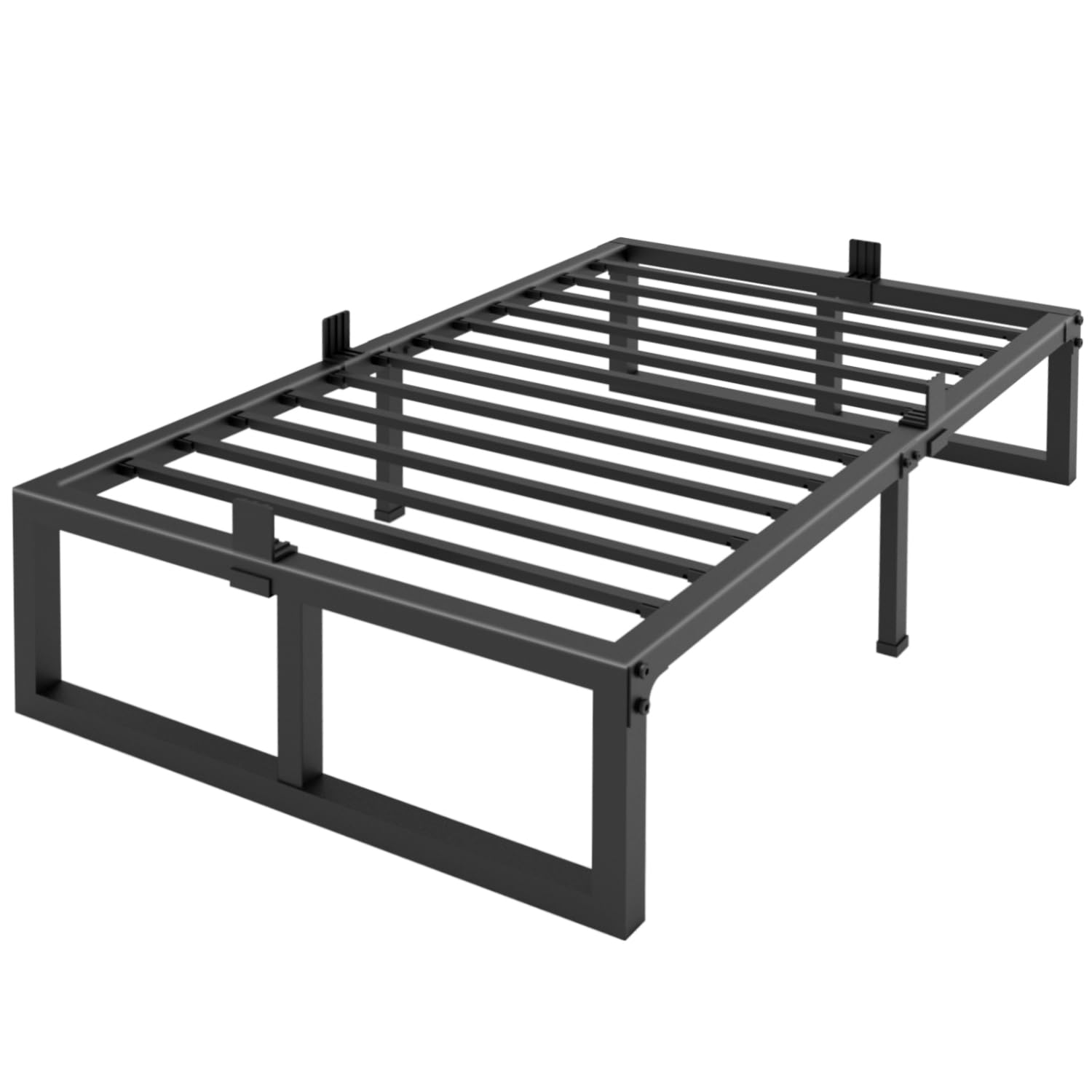 Yitong Angel Twin Bed Frames Platform, 14 Inch High 3500 lbs Heavy Duty Metal Platform, Mattress Foundation with Steel Slat Supp
