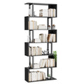 Gadroad 6 Tier Geometric Bookcase, Black Book Shelves, Modern Corner Bookcase Storage Shelf Wood for Bedroom, Living Room, Home 