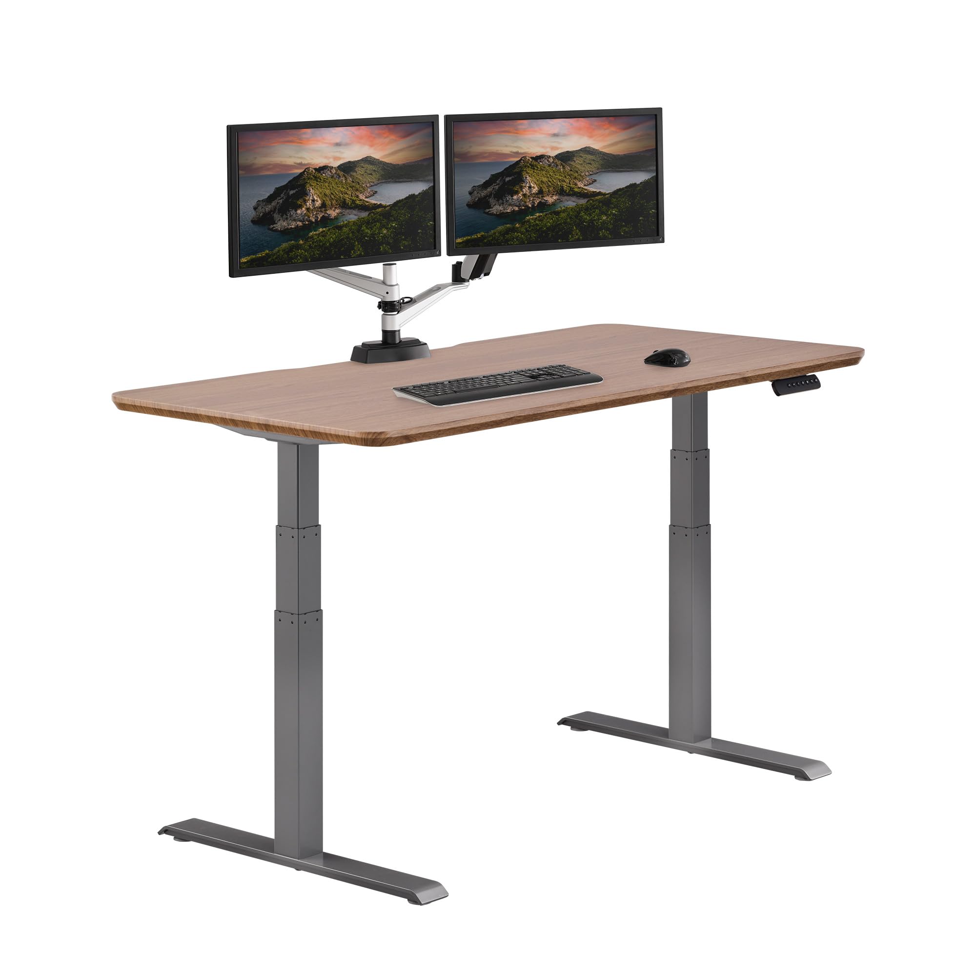 Vari Electric Standing Desk - 60x30 Varidesk, Adjustable Height Stand Up Desk - Dual Motor with Memory Presets, Stable T-Style L
