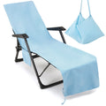 VOCOOL Chaise Lounge Pool Chair Cover Beach Towel Fitted Elastic Pocket Wont Slide (Sky Blue)