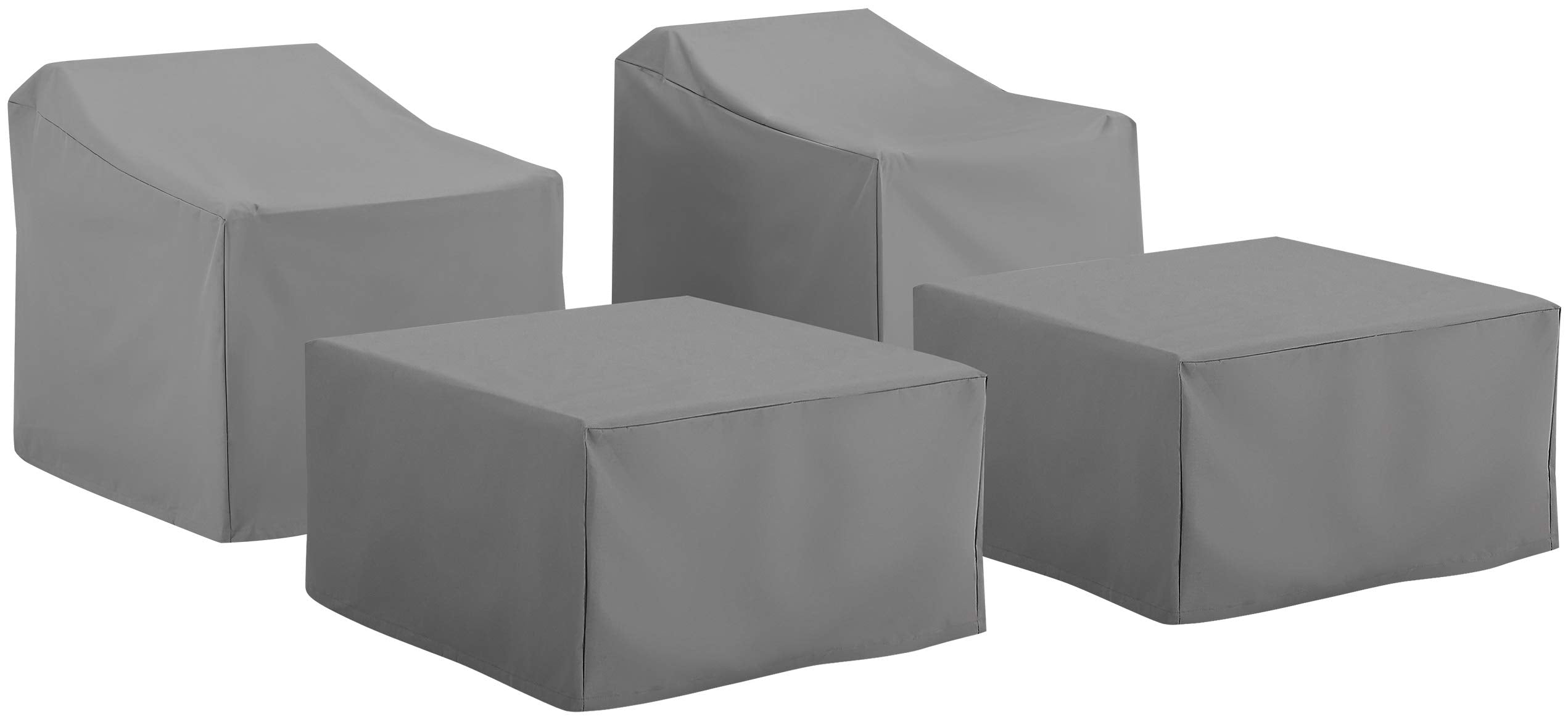 Crosley Furniture Patio Furniture Covers, Waterproof 4-Piece Cover Set for Outdoor Chairs and Ottomans, Gray