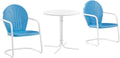 Crosley Furniture Griffith 3-Piece Outdoor Bistro Set, Retro Metal Patio Table and Chairs for Dining, Porch, Sky Blue Gloss and 