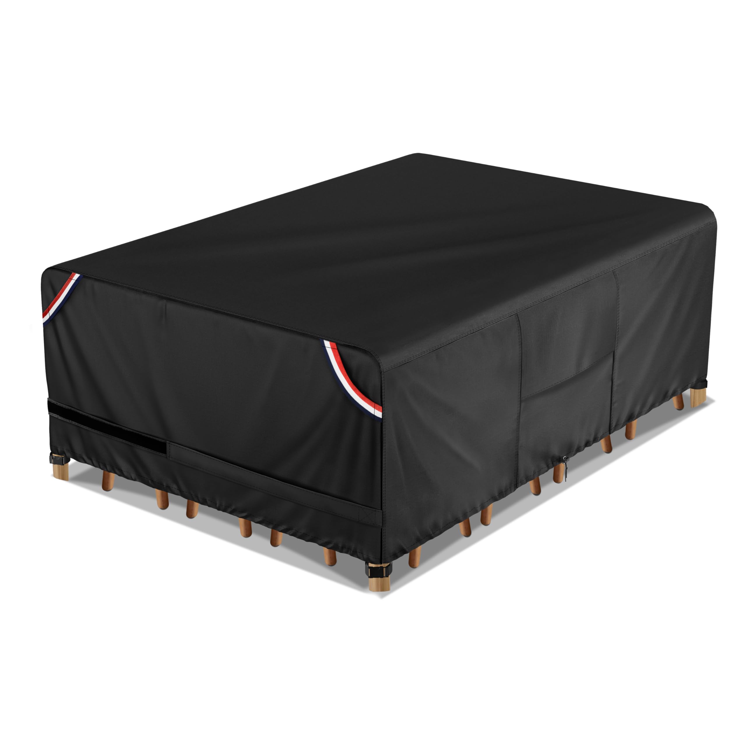 Kylinlucky 600D Heavy Duty Rectangular Table Cover 84 x 84 inches - Waterproof Outdoor Dining Set Protector for Patio Furniture