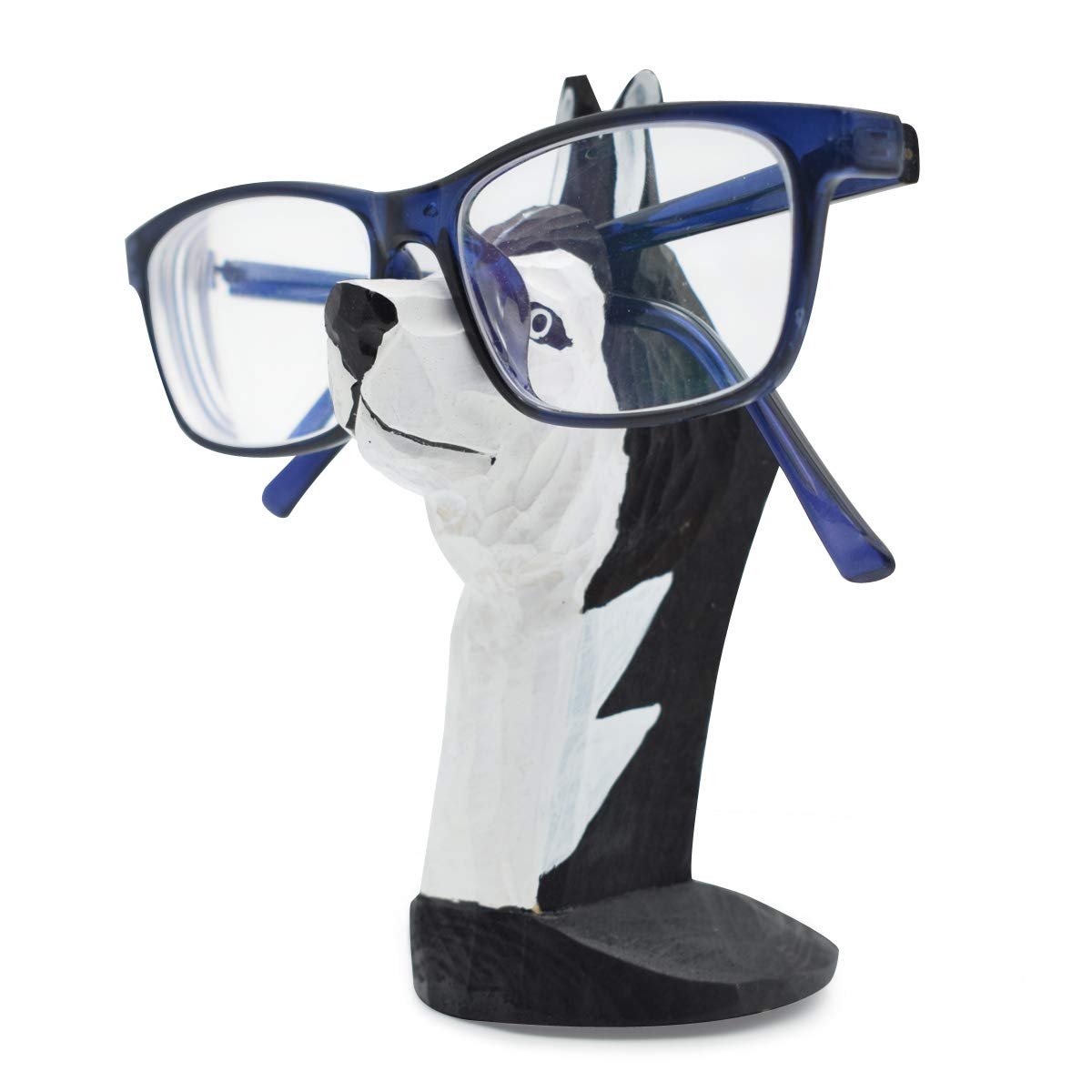 VIPbuy Handmade Wood Carving Eyeglasses Spectacle Holder Stand Sunglasses Display Rack Home Office Desk D  cor Gift (Husky Dog)