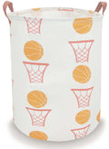 BOOHIT Cotton Fabric Storage Bin,Collapsible Laundry Basket-Waterproof Large Storage baskets,Toy Organizer,Home Decor (basketbal